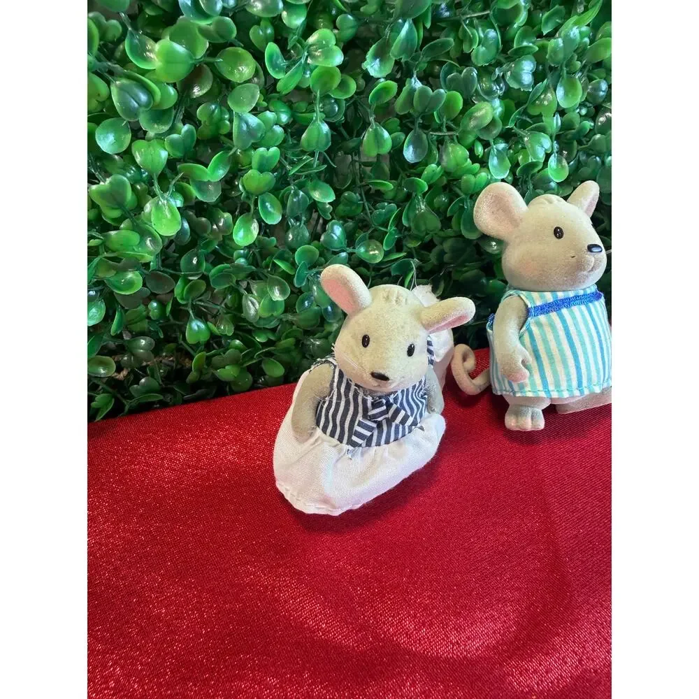 Lil Woodzeez Handydandy Mouse Family Lot 3 Flocked Mice Figures Miniature Toy